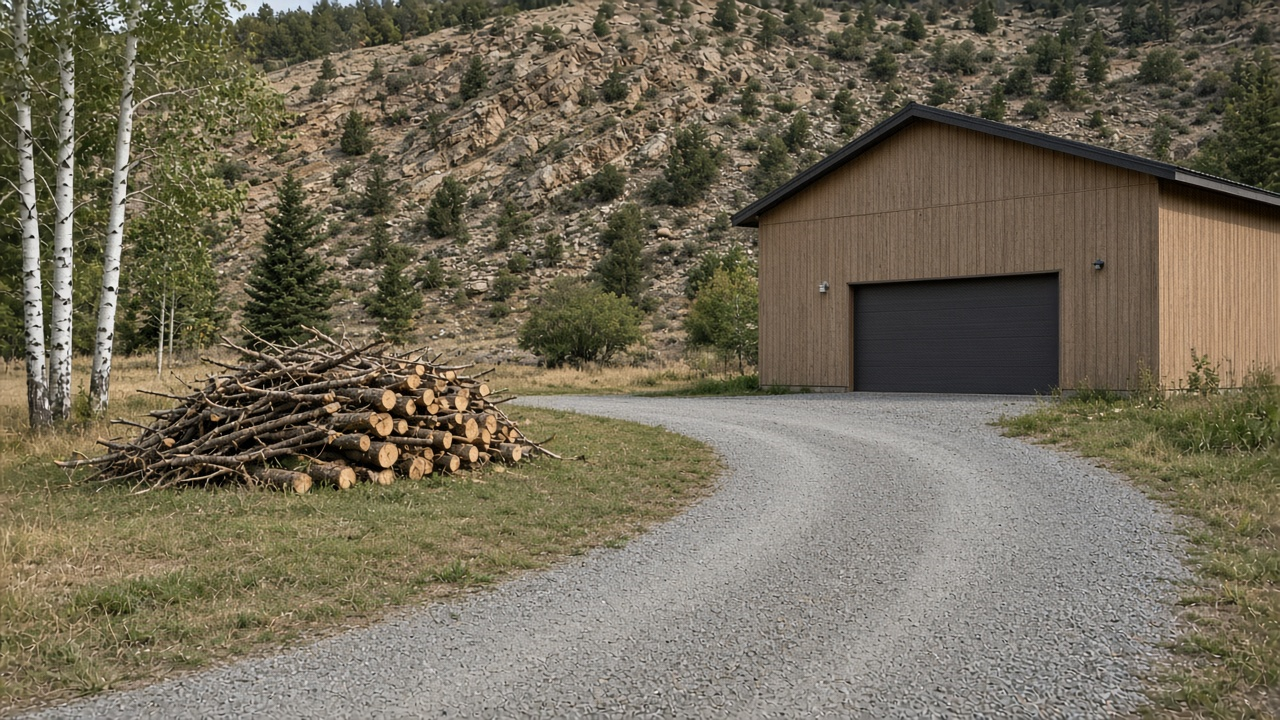 Driveway cleared after storm-limb work