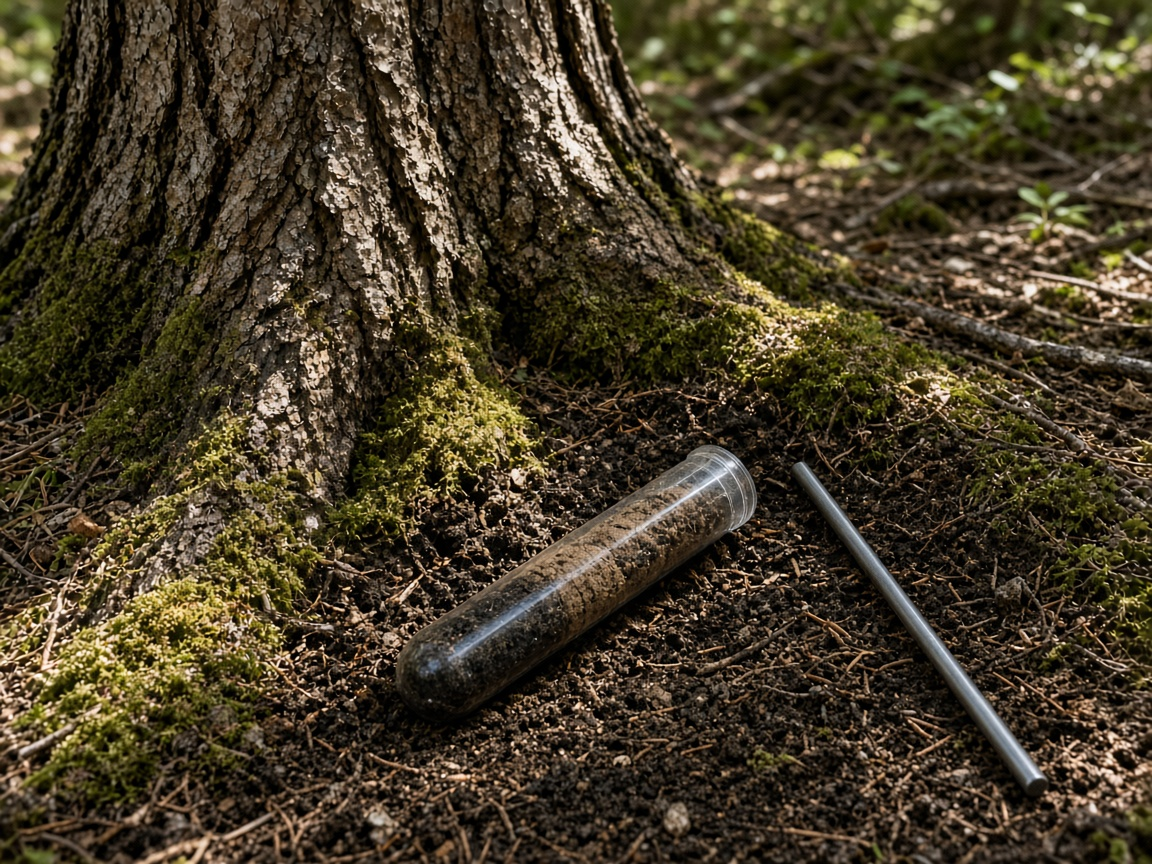 Soil sample beside a tree flare